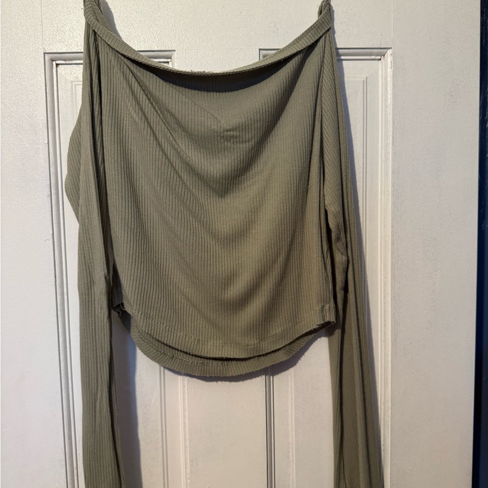 Garage Olive Green Off-Shoulder Top
